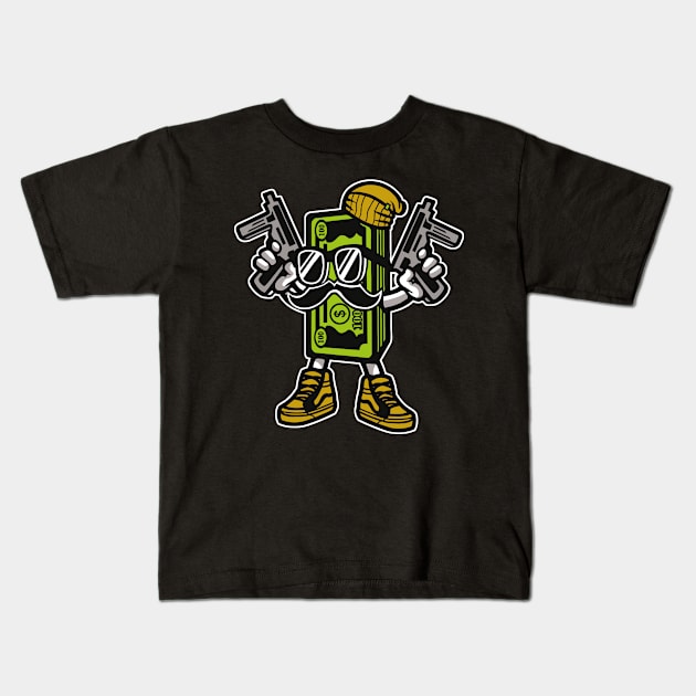 Cash Rules Kids T-Shirt by PaunLiviu